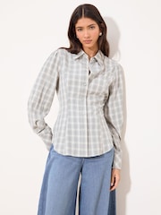 ライトブルー - Lipsy チェック スリムフィット シャツ - 画像 3 / 5