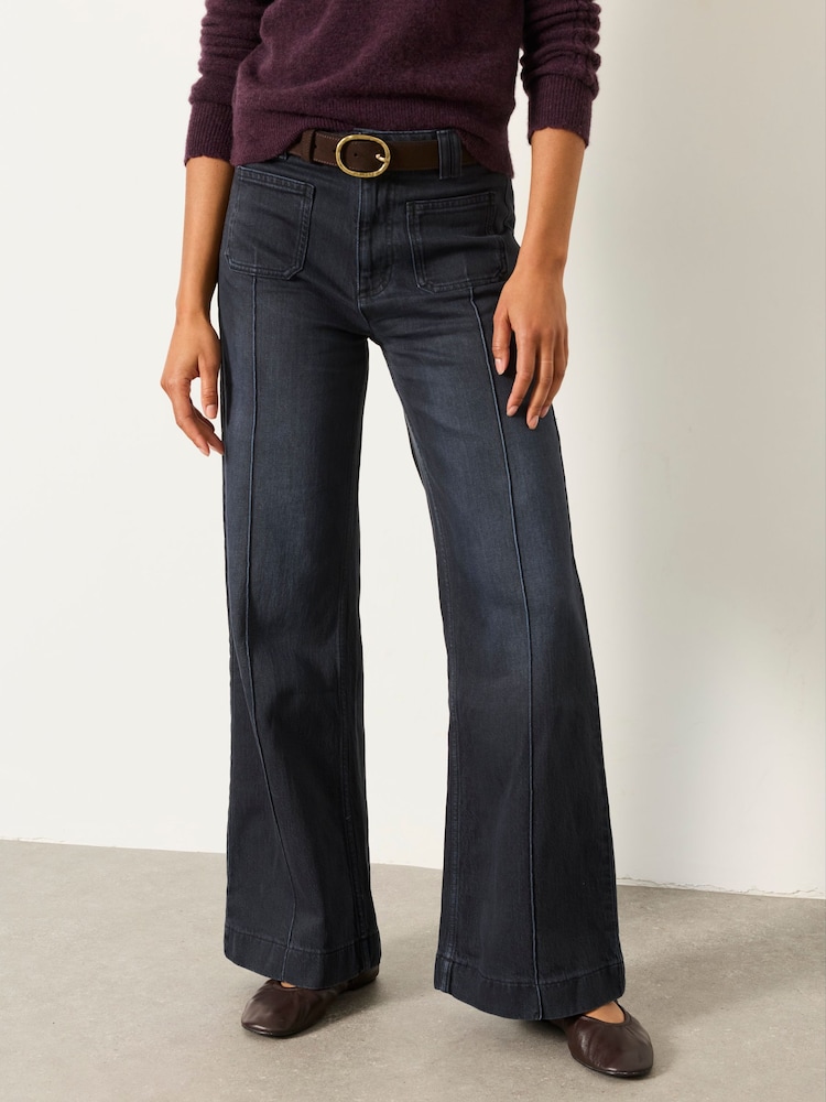 FatFace Blue Ink Patch Pocket Flare Jeans - Image 1 of 7