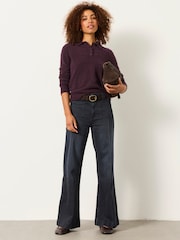 FatFace Blue Ink Patch Pocket Flare Jeans - Image 3 of 7