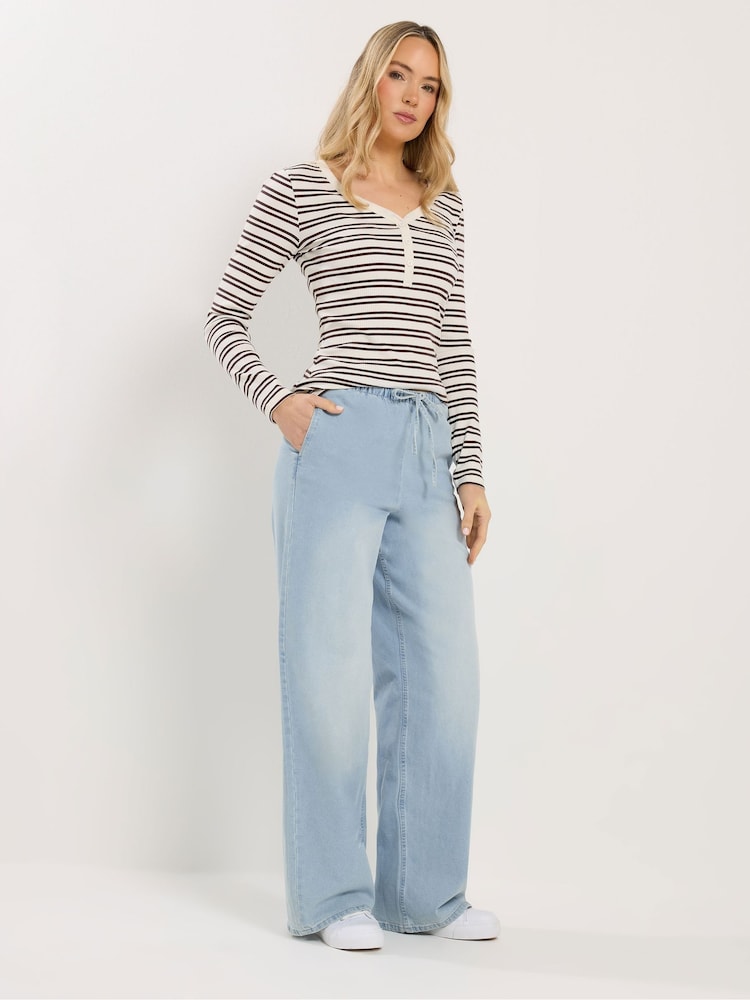 Long Tall Sally Blue Lightwash Wide Leg Pull On Jeans - Image 1 of 5 Long Tall Sally Blue Lightwash Wide Leg Pull On Jeans - Image 1 of 5