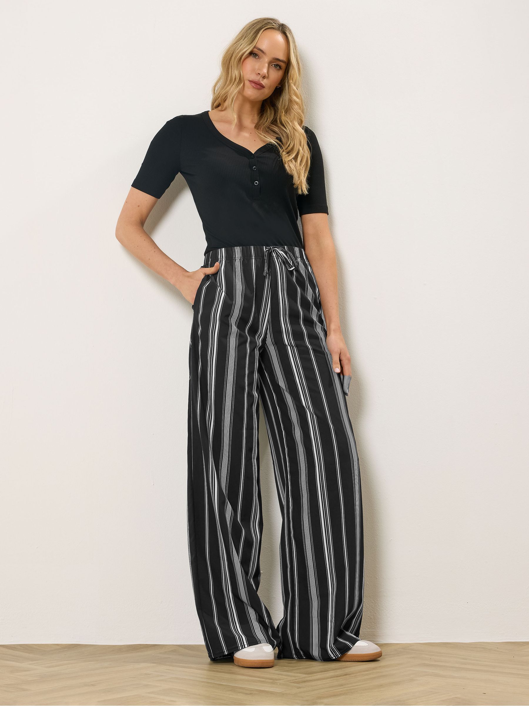 Buy Long Tall Sally Black Stripe Wide Leg Trousers from Next South