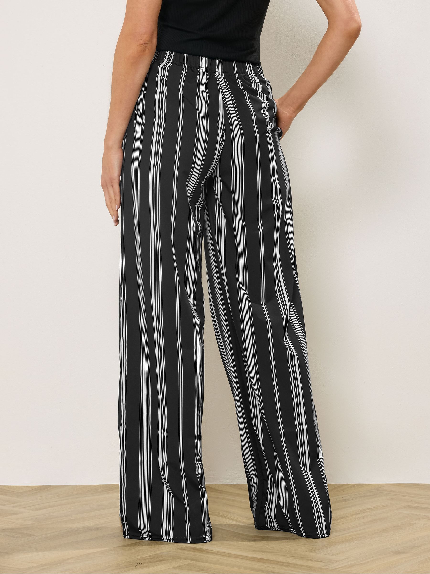 Buy Long Tall Sally Black Stripe Wide Leg Trousers from Next South