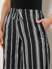 Long Tall Sally Black Stripe Wide Leg Trousers - Image 4 of 5
