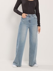 Long Tall Sally Blue Twist Seam Wide Leg Jeans - Image 2 of 5
