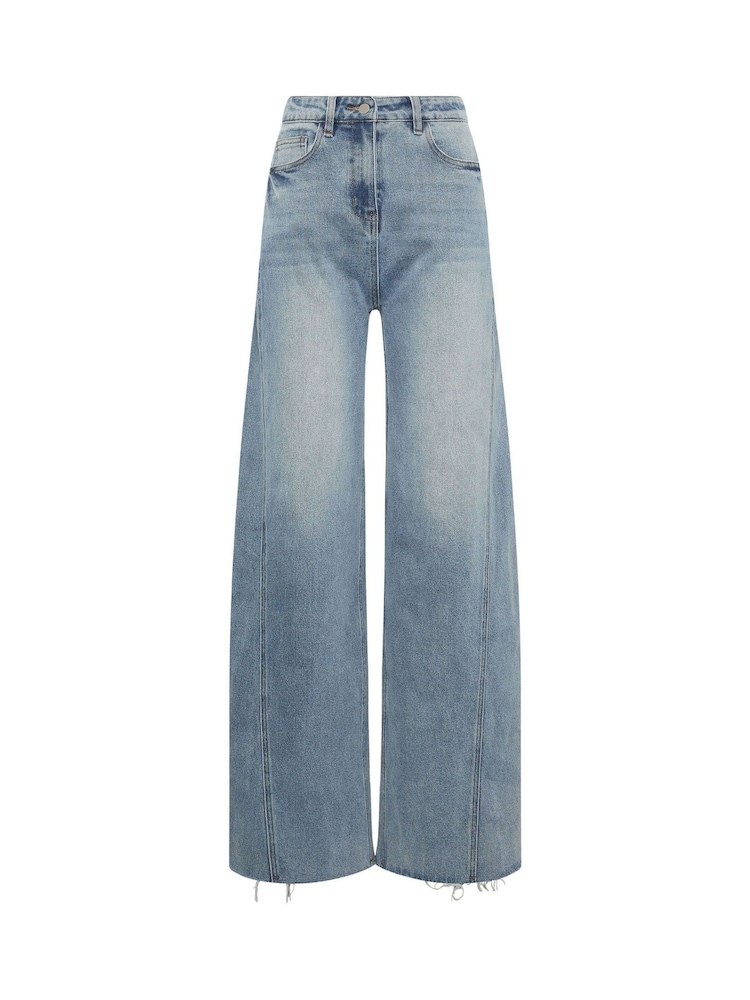 Long Tall Sally Blue Twist Seam Wide Leg Jeans - Image 5 of 5