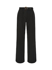 Long Tall Sally Black Belted Wide Leg Trousers - Image 5 of 5