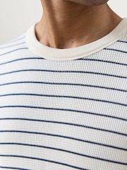 Percival White Ernie Waffle Stripe T-Shirt - Image 5 of 5