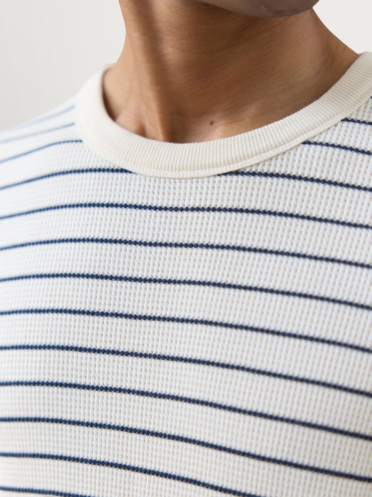 Percival White Ernie Waffle Stripe T-Shirt - Image 5 of 5