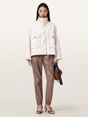 AllSaints Brown Jen Leather Joggers - Image 3 of 7