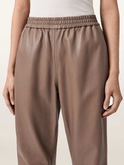 AllSaints Brown Jen Leather Joggers - Image 6 of 7