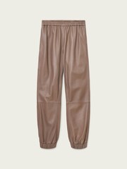 AllSaints Brown Jen Leather Joggers - Image 7 of 7