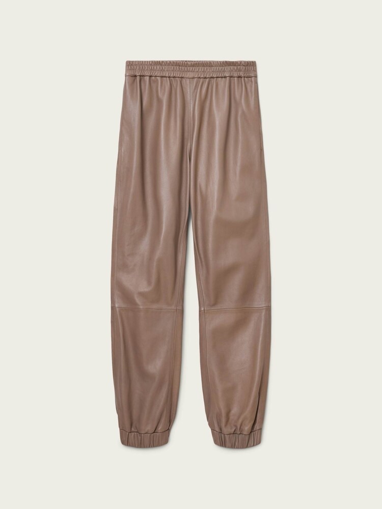 AllSaints Brown Jen Leather Joggers - Image 7 of 7