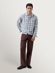 Percival Blue Jesse Check Boxy Cropped Shirt - Image 3 of 4