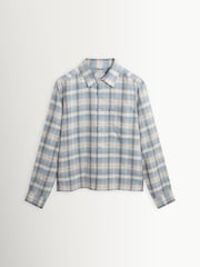 Percival Blue Jesse Check Boxy Cropped Shirt - Image 4 of 4