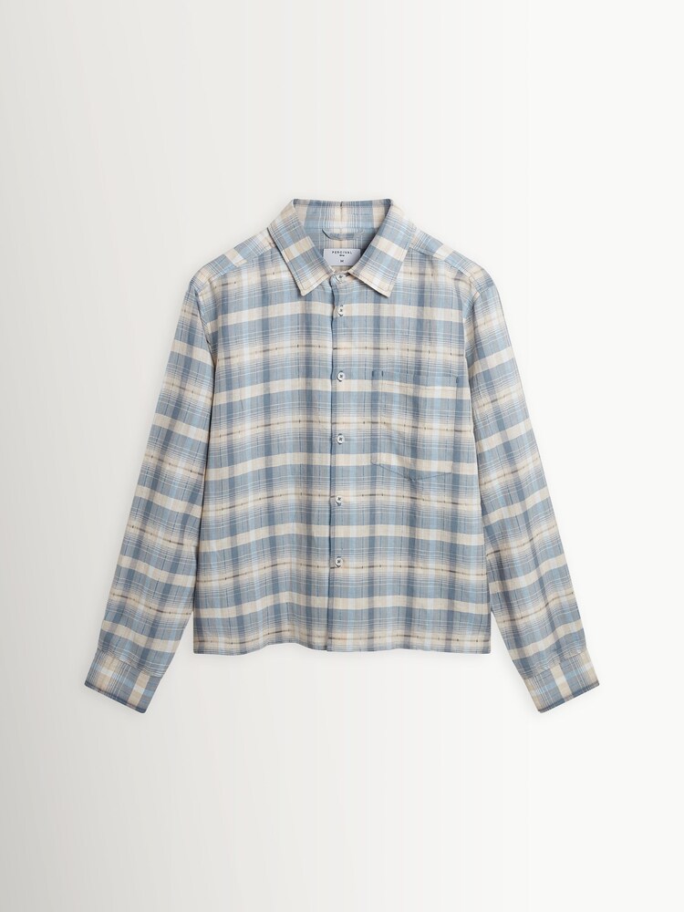 Percival Blue Jesse Check Boxy Cropped Shirt - Image 4 of 4