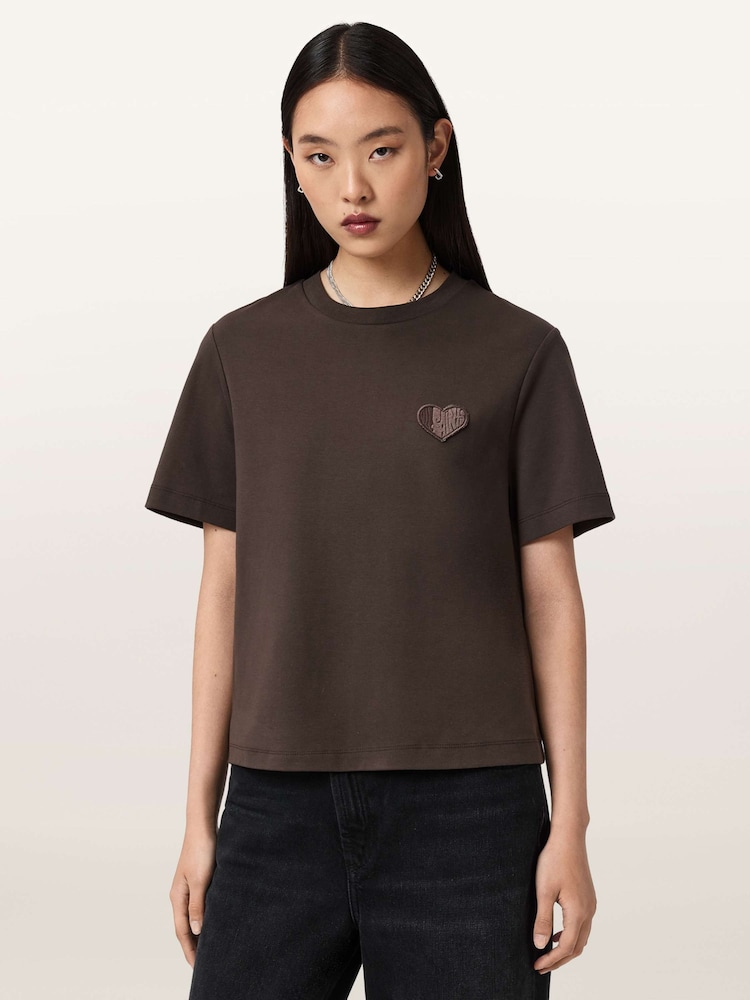 AllSaints Brown Lover Lisa T-Shirt - Image 1 of 7