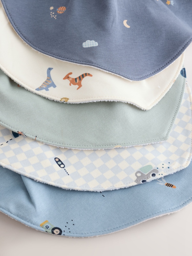 Blue Mini Character Baby Dribble Bibs 5 Pack - Image 8 of 8 Blue Mini Character Baby Dribble Bibs 5 Pack - Image 8 of 8