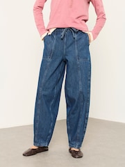 FatFace Alev Denim Dark Wash Petite Drawstring Jeans - Image 1 of 6