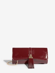 Lipsy Burgundy Red Tassel Trim Clutch Bag - Image 1 of 5