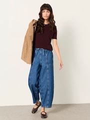 FatFace Alev Mid Wash Petite Drawstring Jeans - Image 1 of 5