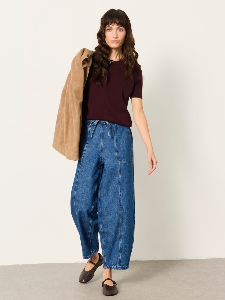 FatFace Alev Mid Wash Petite Drawstring Jeans - Image 1 of 5 FatFace Alev Mid Wash Petite Drawstring Jeans - Image 1 of 5