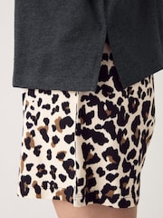 Charcoal Grey Leopard Print Cotton Short Pyjamas Set - Image 5 of 9