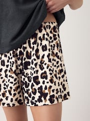 Charcoal Grey Leopard Print Cotton Short Pyjamas Set - Image 6 of 9