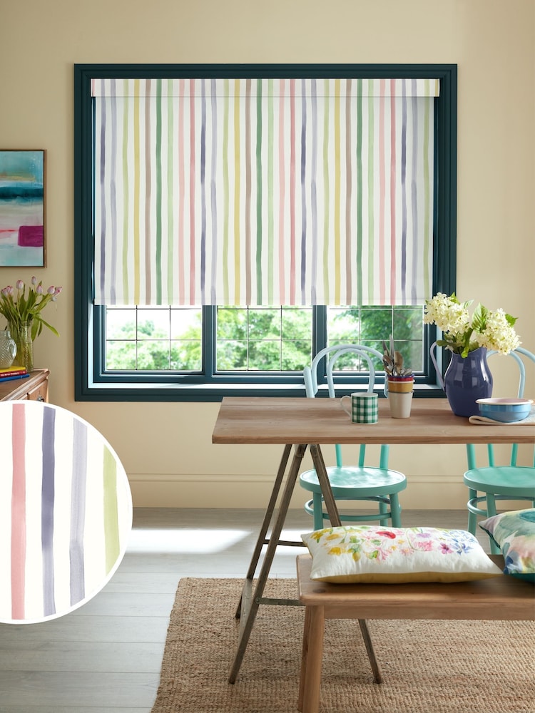 Bluebellgray Tetbury Watercolour Stripe Made to Measure Blinds - Image 1 of 6 Bluebellgray Tetbury Watercolour Stripe Made to Measure Blinds - Image 1 of 6