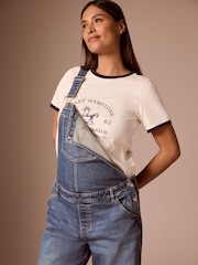 Blue Denim Maternity Barrel Leg Denim Dungaree - Image 5 of 9