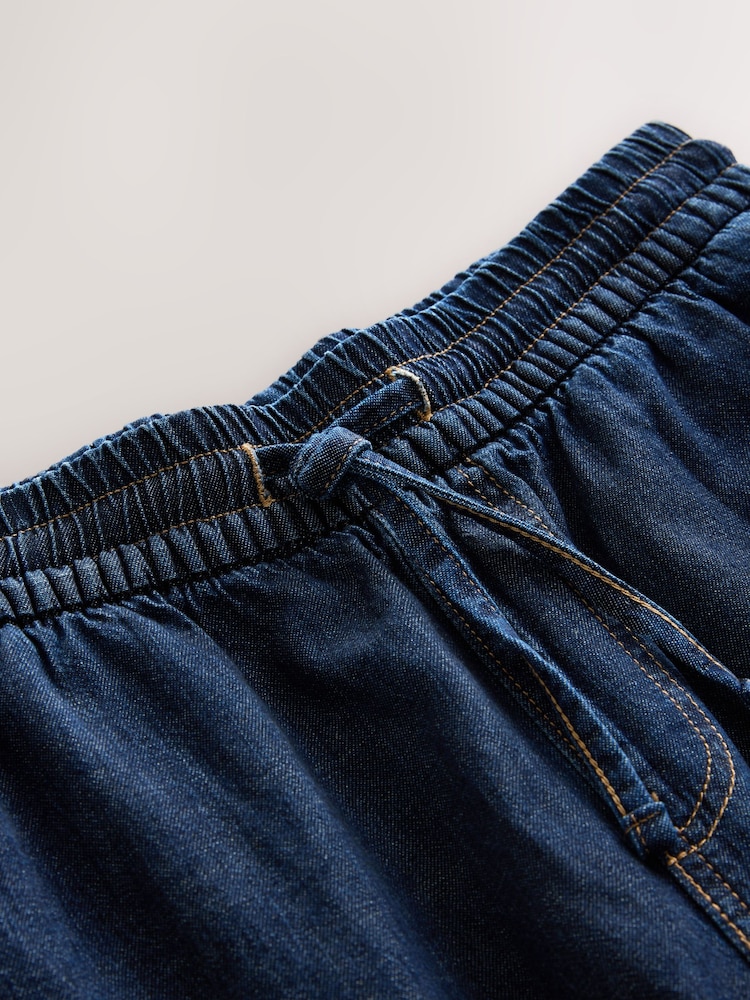 Indigo Blue Maternity Linen Blend Drawstring Wide Leg Jeans - Image 9 of 9 Indigo Blue Maternity Linen Blend Drawstring Wide Leg Jeans - Image 9 of 9