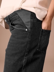 Washed Black Maternity Barrel Leg Denim Jeans - Image 5 of 9