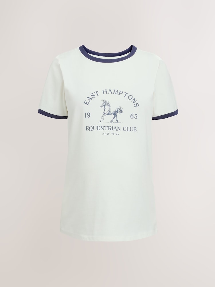 Ecru Maternity Equestrian Graphic Short Sleeve T-Shirt - Image 2 of 4