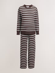 Chocolate Brown Maternity Knitted Stripe Co-Ord Set - Image 7 of 10