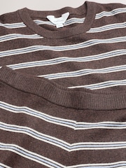 Chocolate Brown Maternity Knitted Stripe Co-Ord Set - Image 9 of 10