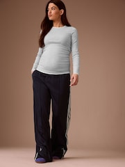 Grey Maternity Layered Long Sleeve Ruched T- Shirt - Image 2 of 8