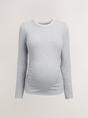 Grey Maternity Layered Long Sleeve Ruched T- Shirt - Image 5 of 8