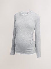 Grey Maternity Layered Long Sleeve Ruched T- Shirt - Image 6 of 8