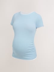 Blue Maternity Layered Short Sleeve Ruched T- Shirt - Image 1 of 4