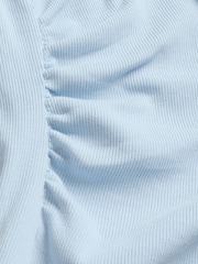 Blue Maternity Layered Short Sleeve Ruched T- Shirt - Image 4 of 4