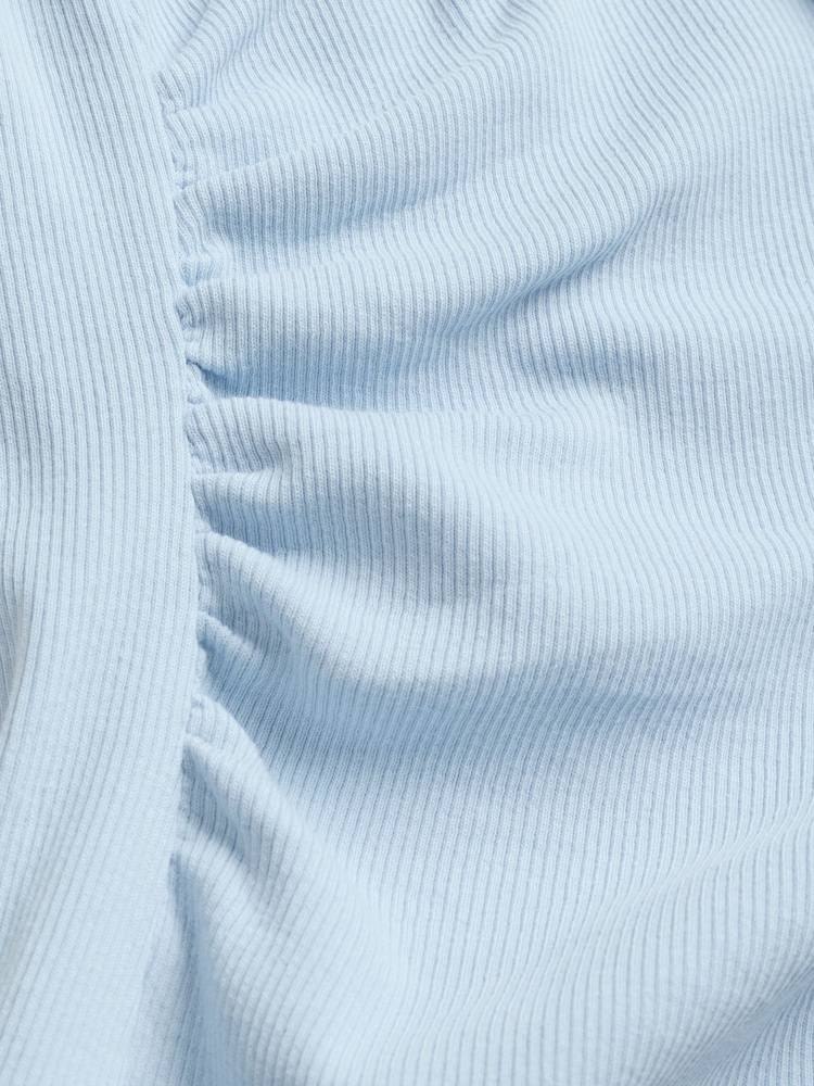 Blue Maternity Layered Short Sleeve Ruched T- Shirt - Image 4 of 4