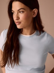 Blue Maternity Layered Short Sleeve Ruched T- Shirt - Image 5 of 9