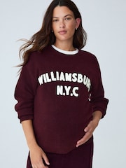 Burgundy Red Maternity Williamsburg NYC Knit Crew Neck Jumper - Image 2 of 9