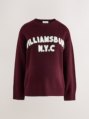 Burgundy Red Maternity Williamsburg NYC Knit Crew Neck Jumper - Image 6 of 9