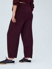 Burgundy Red Maternity Barrel Leg Knit Trousers - Image 3 of 8