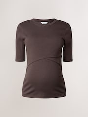 Schokoladenbraun - Maternity Nursing Fitted Short Sleeve T-Shirt - Bild 6 von 9