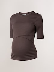 Schokoladenbraun - Maternity Nursing Fitted Short Sleeve T-Shirt - Bild 7 von 9