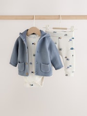 Blue Transport Baby Knitted Cardigan, Bodysuit and Leggings Set (0mths-2yrs) - Image 1 of 12
