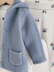 Blue Transport Baby Knitted Cardigan, Bodysuit and Leggings Set (0mths-2yrs) - Image 10 of 12
