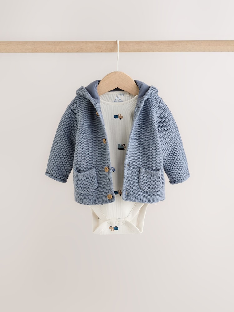 Blue Transport Baby Knitted Cardigan, Bodysuit and Leggings Set (0mths-2yrs) - Image 2 of 12 Blue Transport Baby Knitted Cardigan, Bodysuit and Leggings Set (0mths-2yrs) - Image 2 of 12