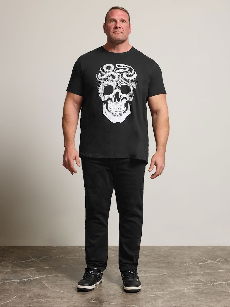 BadRhino Big & Tall Black Skull Snake T-Shirt - Image 2 of 6 BadRhino Big & Tall Black Skull Snake T-Shirt - Image 2 of 6